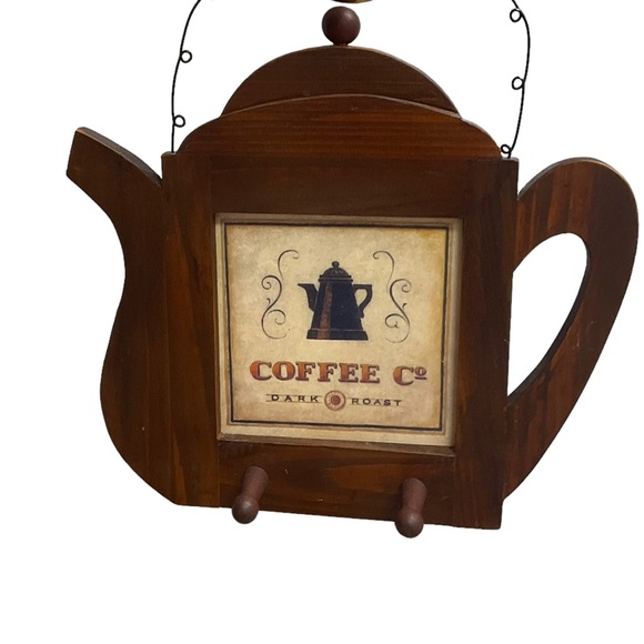 unbranded Other - UNBRANDED Wooden COFFEE BAR Wall Decor Set up 2 Hooks Brown Tan